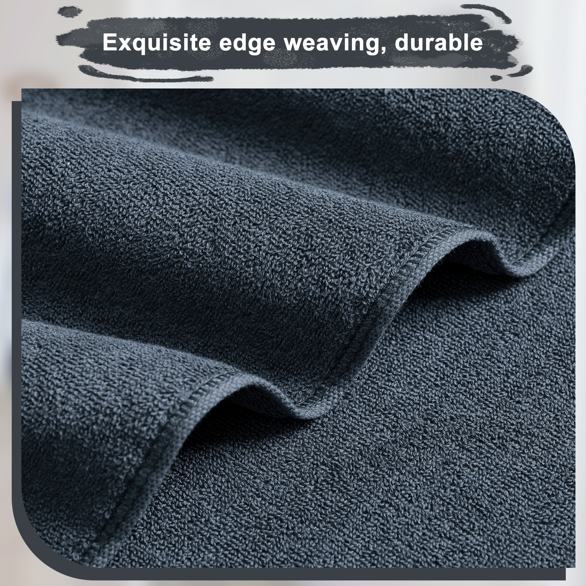 8 Piece Cotton Bath Towel Set, 2 Large Bath Towel, 2 Hand Towels & 4 Wash cloths For Gym, Spa and Bathroom, Dark Gray