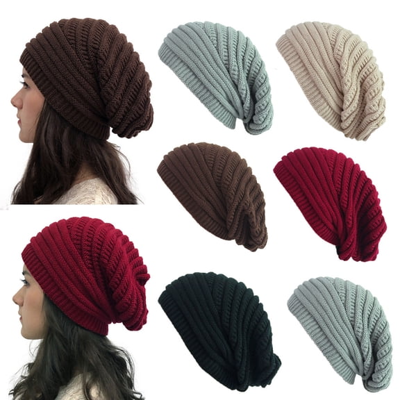 Pandaie Slouchy Knitted Beanies for Women Fashion Oversized Soft Warm Winter Hat Baggy Skullies Stretch Ear Warmer Beanie