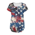 thumbnail image 3 of Itsame 4th of July Shirts Women Independence Day Short T-Shirt Sleeve American Flags Printed Short Sleeve Top, V-Neck Blue, 3 of 6