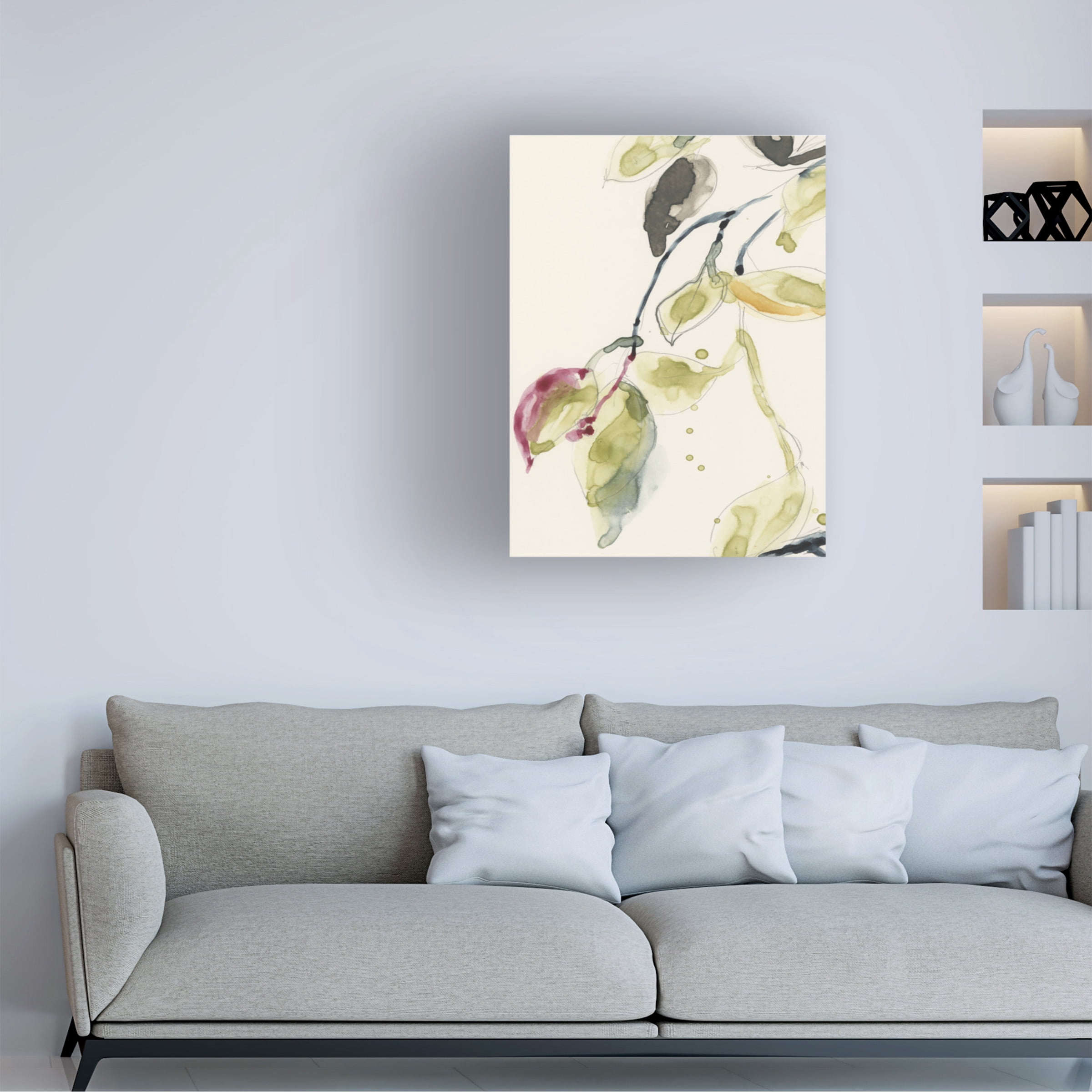 Trademark Fine Art Jennifer Goldberger 'Leaf Branch Triptych I' Canvas Art