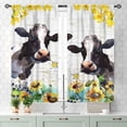 thumbnail image 2 of Farmhouse Cow Curtains, Rustic Farm Animal Sunflower Printed Rural Country Style Cafe Window Drapesry Treatments for Living Room Bedroom Kitchen, 42"x63" Inch, 2 of 5