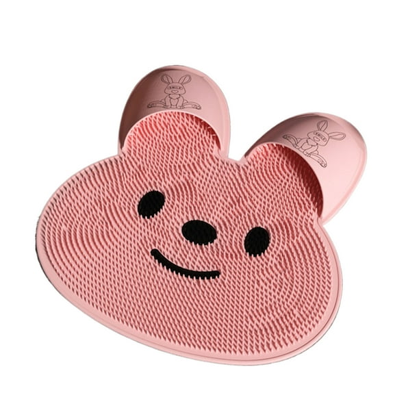 Naiovety Almohadilla antideslizante para baño, ventosas biomiméticas para seguridad, herramienta para lavar y frotar los pies Juegos de accesorios de baño Rosa