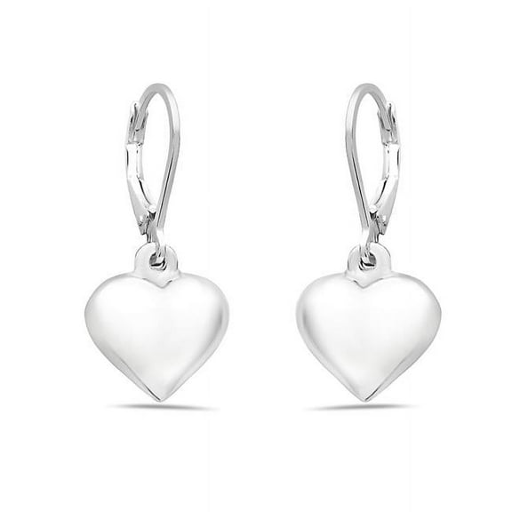 Vera 2S-5947E Sterling Silver Puffy Heart Dangle Earring with Leverback