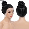 thumbnail image 1 of Peluca de encaje sintético para mujer, pelo liso largo marrón degradado, sin pegamento, 360, 13x4, marrón, 360, 1 of 4