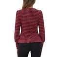 thumbnail image 3 of INSPIRAR CHIC Blusas Vintage de Houndstooth para Mujeres con Cuello Cuadrado y Mangas Largas Obispo XS Rojo, 3 of 5
