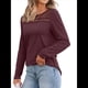 thumbnail image 3 of Blusas de Larga para Mujer, Blusas Elegantes e Informales, Camisetas de Encaje para Negocios, Moda de Otoño 2025. Rojo Vino L, 3 of 7
