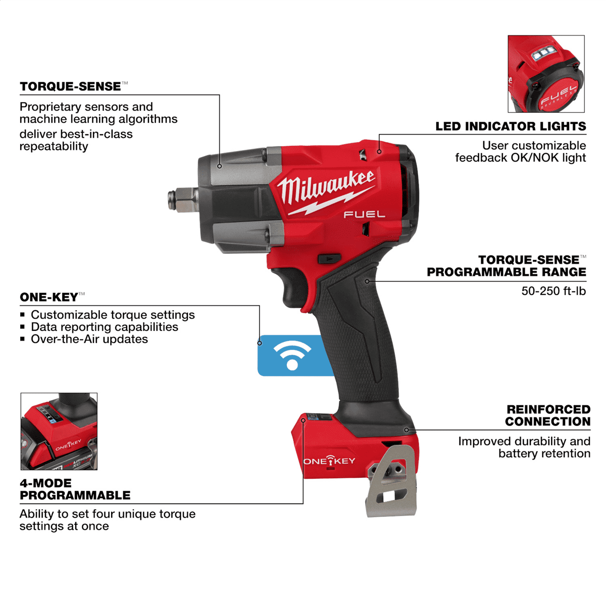 Open Box Milwaukee Tool M18 FUEL �" Controlled Mid-Torque Impact Wrench w/ TORQUE-SENSE