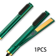 GAZI 2 In 1 Hair Straightener Flat Iron Electric Hot Comb Hair Straightener Brush green