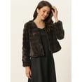 thumbnail image 2 of DARING DIVA Women's Long Sleeve Collarless Shaggy Soft Faux Fur Coat L Dark Brown, 2 of 6