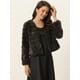 thumbnail image 2 of Abrigo mullido de piel sintétisin cuello chaquerecortacálide invierno pamujer Marrón Oscuro M, 2 of 6