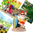 thumbnail image 2 of Resin Funny Gnome Figurines with Surfboard Welcome Sign It's 5 O'Clock Somewhere Statue for Home Garden Yard Decoration, 2 of 10