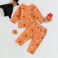 thumbnail image 4 of Gupgi 0-3 Years Toddler Girl 2PCS Halloween Clothes Set Long Sleeve Pumpkin Print Button Tops Drawstring Pants, 4 of 9