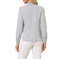 thumbnail image 3 of Blusa de trabajo de manga larga con botones y cuello atado para mujer INSPIRE CHIC XL Gris Claro, 3 of 6