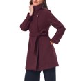 thumbnail image 4 of INSPIRE CHIC Women's Single Breasted Pea Coat Long Sleeve Winter Warm Coats Stand Collar Belted Overcoat Work Office Outerwear M Purple, 4 of 6
