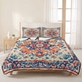 thumbnail image 3 of Full Quilt Set 78''x90'', Boho Orange Blue Lightweight Summer Bedspread Coverlet Set with 2 Pillow Shams, Boho Vintage Geometric Art Ethnic Breathable All Season Quilt Bedding for Bedroom/Guest Room, 3 of 9