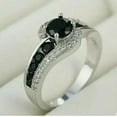 thumbnail image 2 of Round Cut Black Diamond 14K White Gold Plated Women's Engagement Ring, 2 of 4