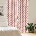 thumbnail image 2 of Ambesonne Romantic Curtains, Hearts in Circles Pattern, Pair of 28"x95", Coral and Pale Eggshell, 2 of 5