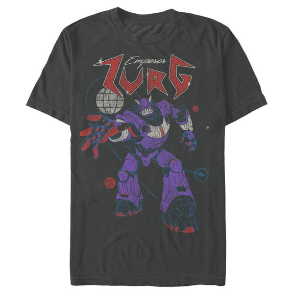 Men's Lightyear Retro Emperor Zurg Distressed  Graphic Tee Charcoal Large