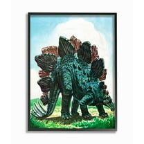 The Kids Room by Stupell Dinosaur Field Green Blue Kids Nursery Painting Framed Wall Art by The Saturday Evening Post