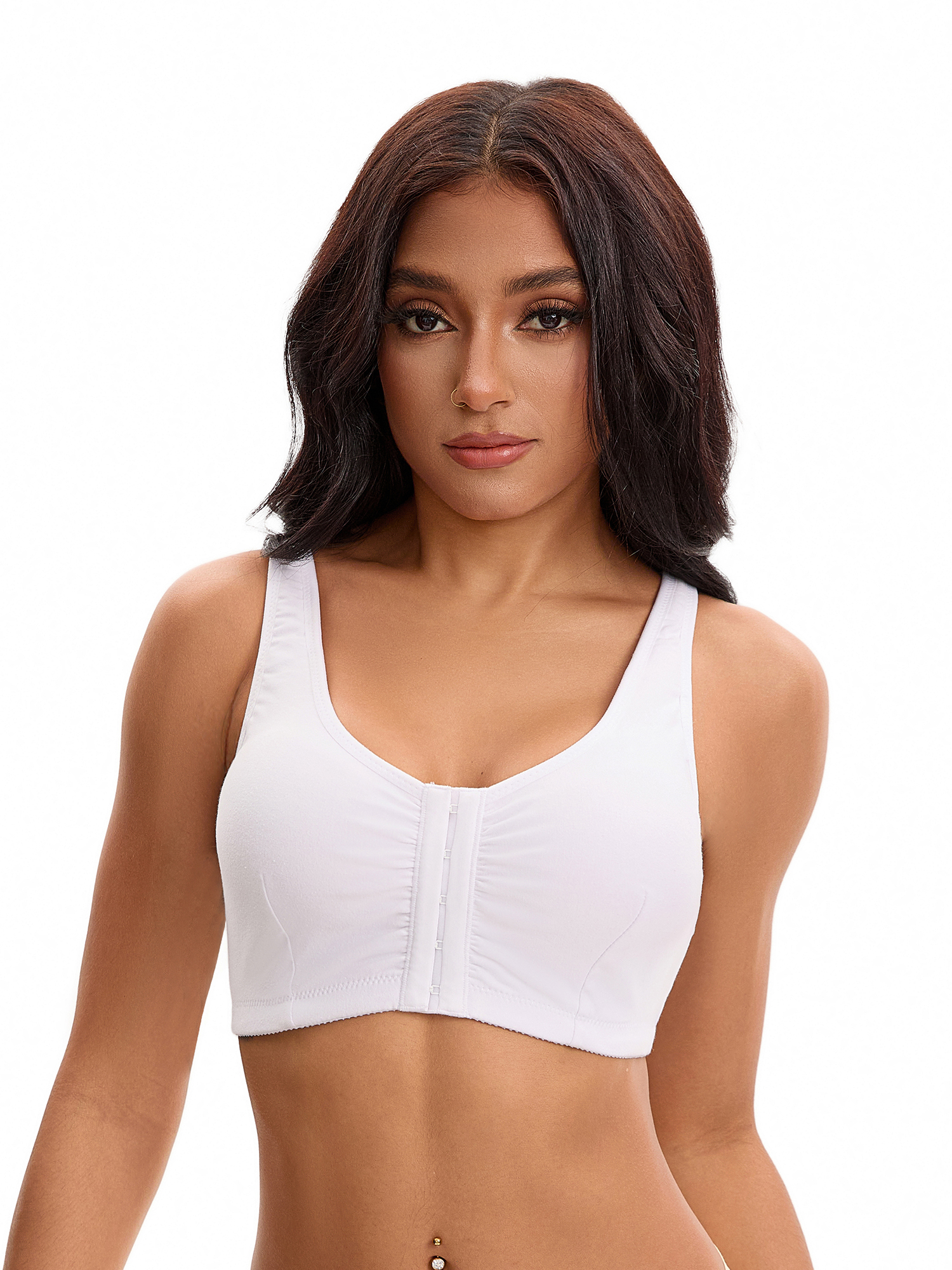 Unique Bargains Women's Front Closure Adjustable Strap Wirefree Workout Bras 3XL White