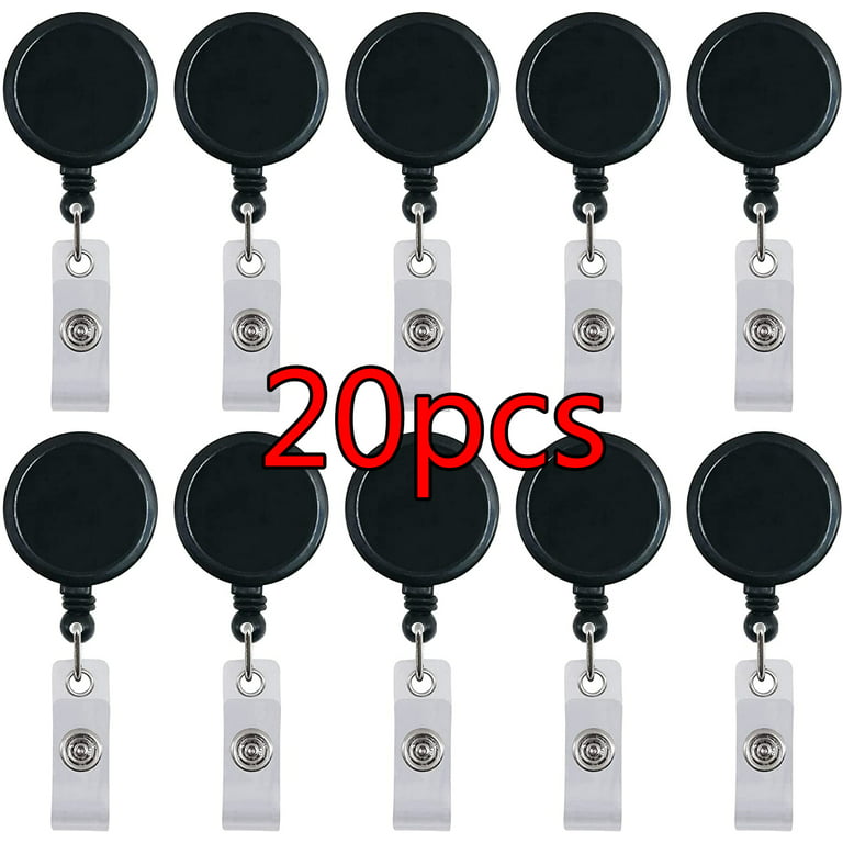 OBOSOE 20 Packs Retractable ID Badge Holder Badge Reels with Swivel Clip  Bulk Pack Badge Holders by Premium Badges 