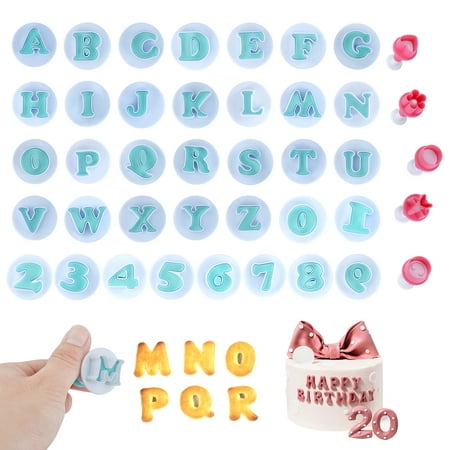

WSSEY Letter Cake Decoration Letter Fondant Cutter Letter Cutter for Small Fondant Cookie Cutter Letters Numbers Circle Flower Pentagram and Heart Letter Cookie Cutter Biscuits U16