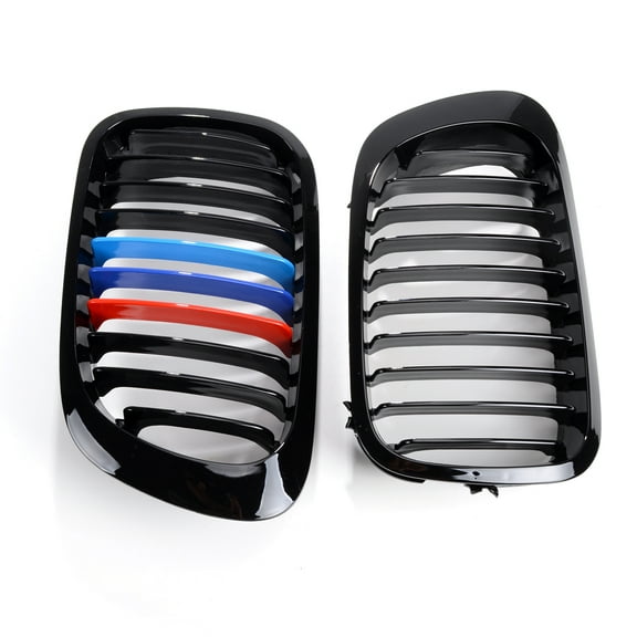 Astra Depot Gloss Black M-Color Front Kidney Grille Grill for 1999-2002 BMW E46 Coupe 328i 325ci 330ci (Left & Right)