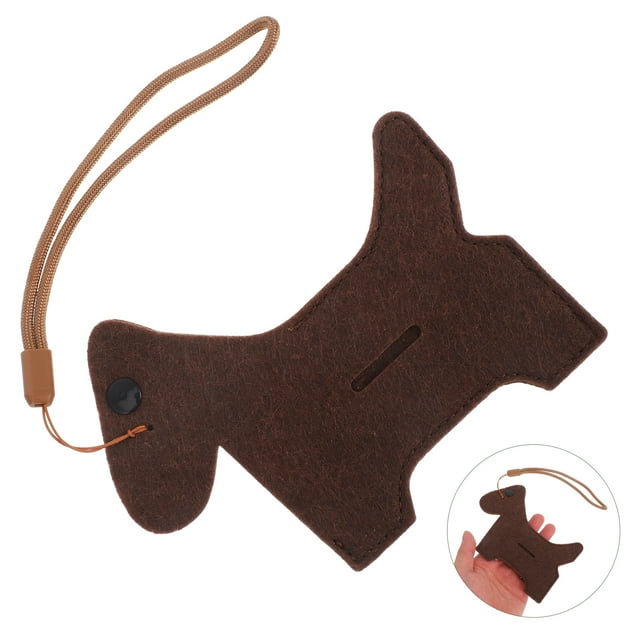 unbranded Porta Bolsas Para Desechos De Perro De Material Fieltro Resistente Color Marrón Con Animal