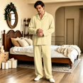 thumbnail image 6 of Matching Pjs for Couples Button Down Plaid Sleepwear Women and Mens Pajamas Long Sleeve Soft Lounge Sets 2 Pcs Loungewear Yellow M, 6 of 7
