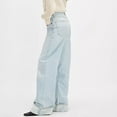 thumbnail image 4 of ABATAB Jeans for Women Wide Leg Loose fit Jeans Pants Strechy Baggy Folded Hem Trendy Denim Trousers with Pockets, 4 of 7
