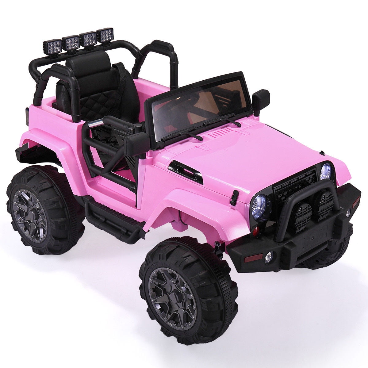 CIPACHO Electric Cars for Kids, 12V Ride On Truck Car Gift for Children Boys with Remote Control, 3 Speeds, Spring Suspension, LED Lights, Pink