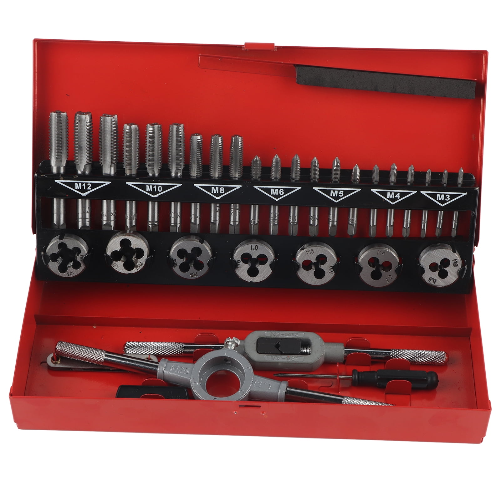 Threaded Tap and Die Set Bearing Steel M1-M25 Die High Precision 32Pcs M3-M12 Tap for Threading 
