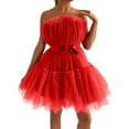 thumbnail image 5 of HONHUZH Homecoming Dresses for Teens Women Tulle Dress Sleeveless Short Dress Solid Mesh Princess Steapless XL, 5 of 5