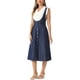 thumbnail image 4 of Vestido con tirantes INSPIRE CHIC para mujer, vestido midi de mezclilla con botones en la parte delantera, cuello en U clásico y bolsillos, talla XL, negro y azul, 4 of 6