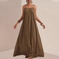 thumbnail image 2 of FRSASU Backless Cami Dresses for Women Sleeveless Solid Color Lounge Dress Spaghetti Strap Flowy Summer Loose Maxi Sundress Coffee, 2 of 9