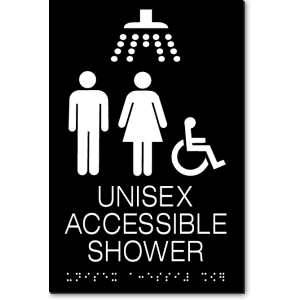 

UNISEX ACCESSIBLE SHOWER Sign-Black / White (3 Units)