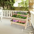 thumbnail image 4 of Costway 3 Tier Wooden Vertical Raised Garden Bed w/Storage Shelf, Side Hook & Liners, 4 of 10