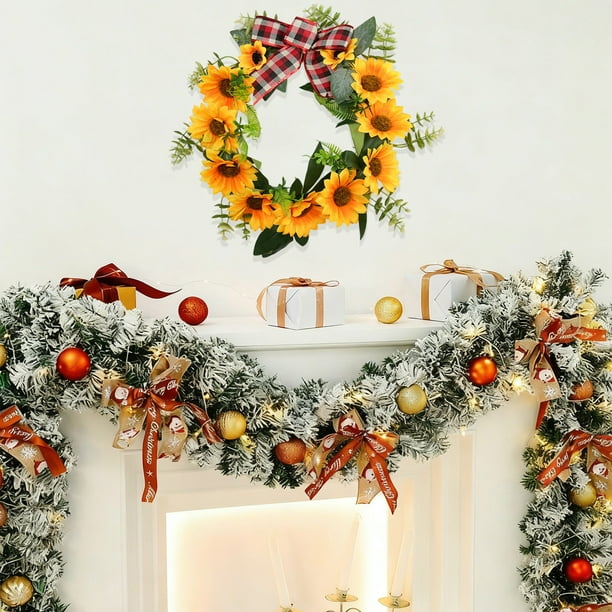 Decoraciones navideñas, adornos navideños, corona navideña, corona de ratán para colgar en la puerta o la pared, decoración navideña para escaparates, decoración para centros comerciales, regalo, coro