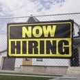 thumbnail image 2 of Now Hiring 13 oz Heavy Duty Vinyl Banner Outdoor/Indoor Help Wanted Sign for Business, Storefront, Advertising, Multiple Sizes & Colors Single-Sided with Metal Grommets (5x1.5 Ft, Black & Yellow), 2 of 6
