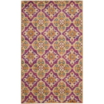 SAFAVIEH Madison Natasha Geometric Floral Area Rug, Fuchsia/Gold, 6'7" x 9'2"