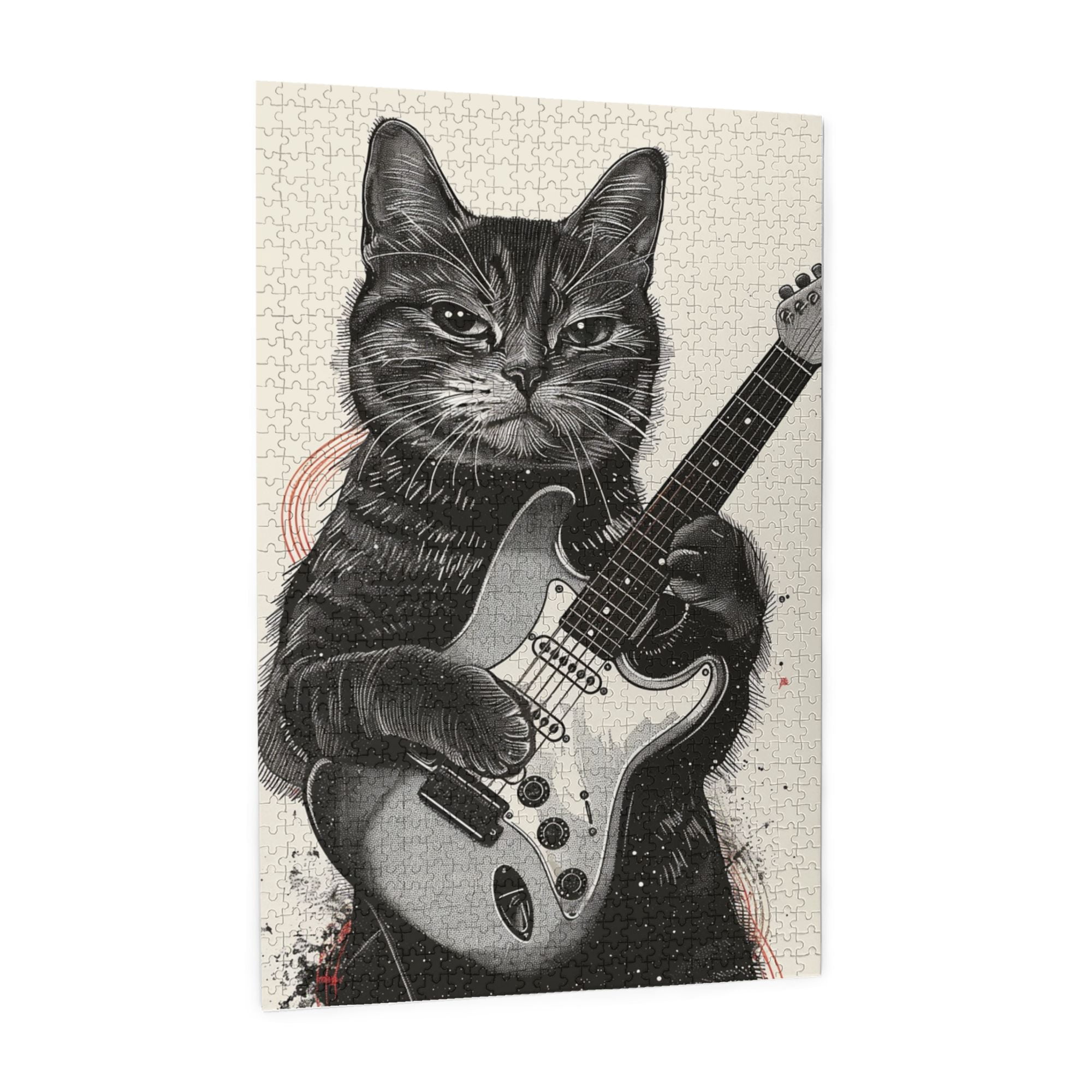 1000 PCS Black Cat'S Music Time - 1000 Piece Funny Animal Jigsaw Puzzles,Relax Yourself,Enjoy The Puzzle Solving Process,Whimsical Wooden Jigsaw Pieces,Exquisite Animal Retro Puzzle As Home Decor