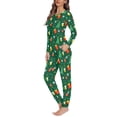 thumbnail image 3 of Renewold Matching Family Pajamas Sets Christmas PJ's Xmas Trees Ball Printed Long Sleeve Tee and Bottom Loungewear Size XS Snug-Fit Round Neck Nightwear for Women, 3 of 5