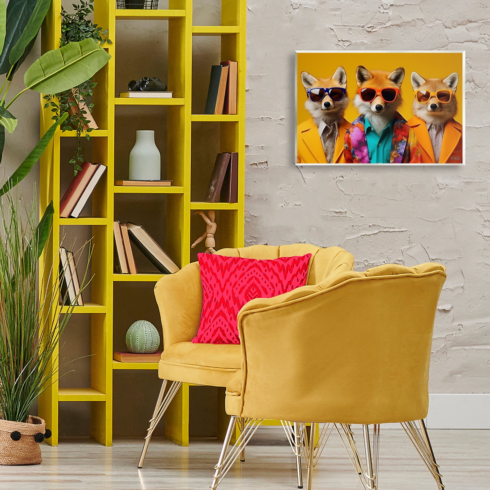 Stupell Industries Stylish Fashion Foxes Animals & Insects Painting Unframed Art Print Wall Art, 19 x 13