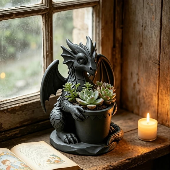 Dragon-Shaped Flower Pot - Plastic Planter for Succulents for Desk, Shelf, and Windowsill Decor