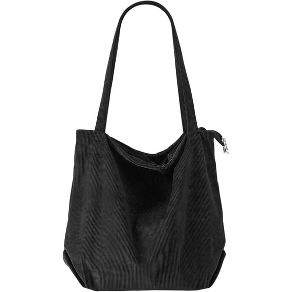 CoCoMangos Tote Bag Women Men Vintage Corduroy Shoulder Bag Simple Stylish Handbag Fall Winter Large Capacity Zip