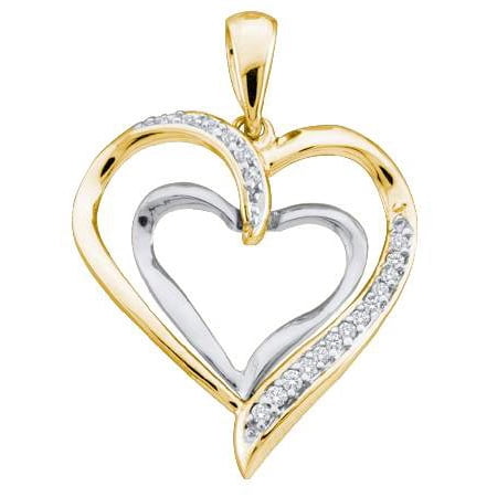 10K Yellow Gold 0.10ctw Fancy Sleek Fashion Pave Diamond Ladies Heart Pendant