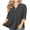 Carbon Black, variant on Women's Plus Size Tops 3/4 Sleeve Tunic Shirts A Buckle Decoration V-Neck Blouses,M-4XL
