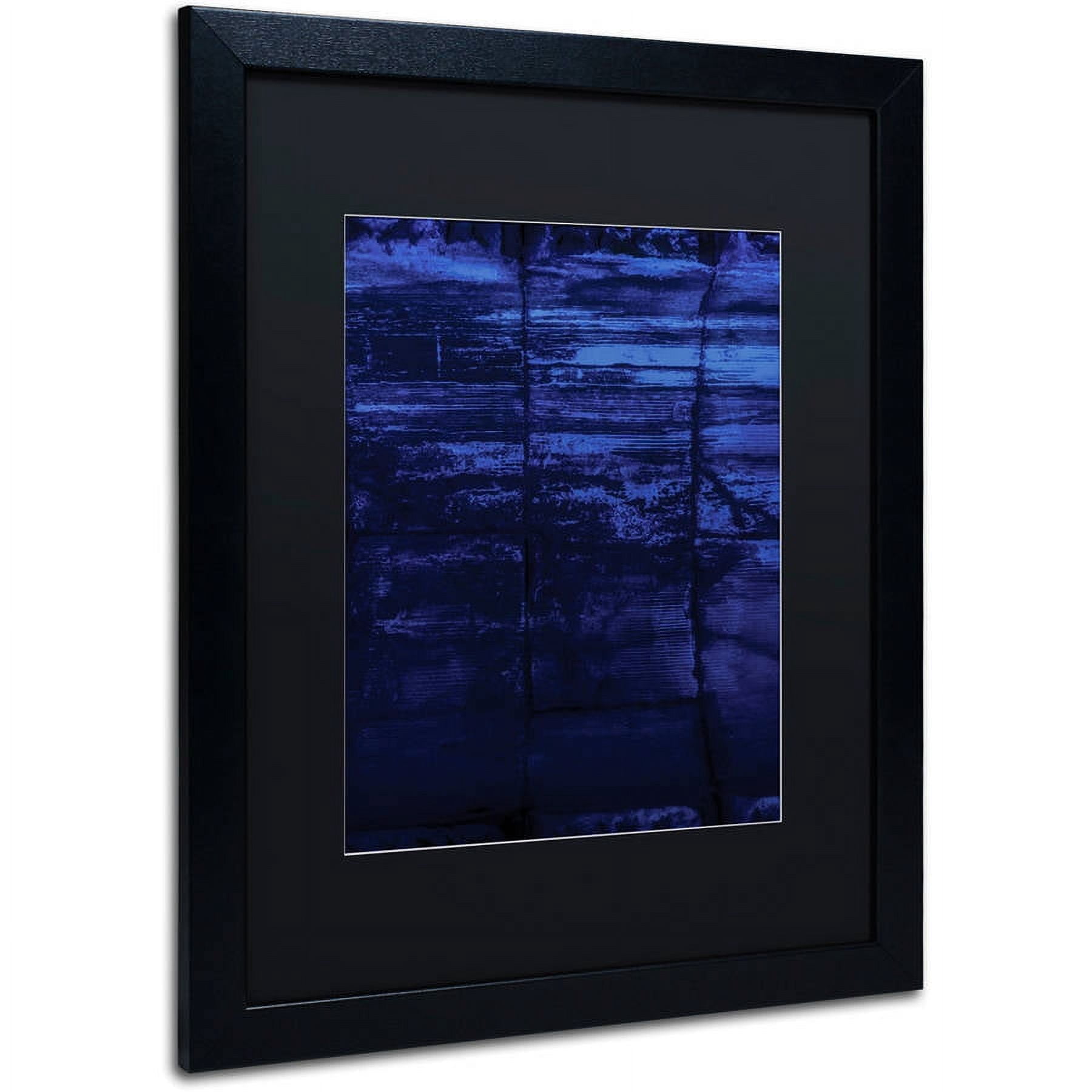 Trademark Fine Art "Blocks of Blue" Canvas Art by Claire Doherty, Black Matte, Black Frame