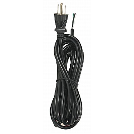 

Satco Heavy Duty Cord Set 18/3 SVT-105 Degree C 3 Prong Molded Plug Stripped and Slit12 ft Black