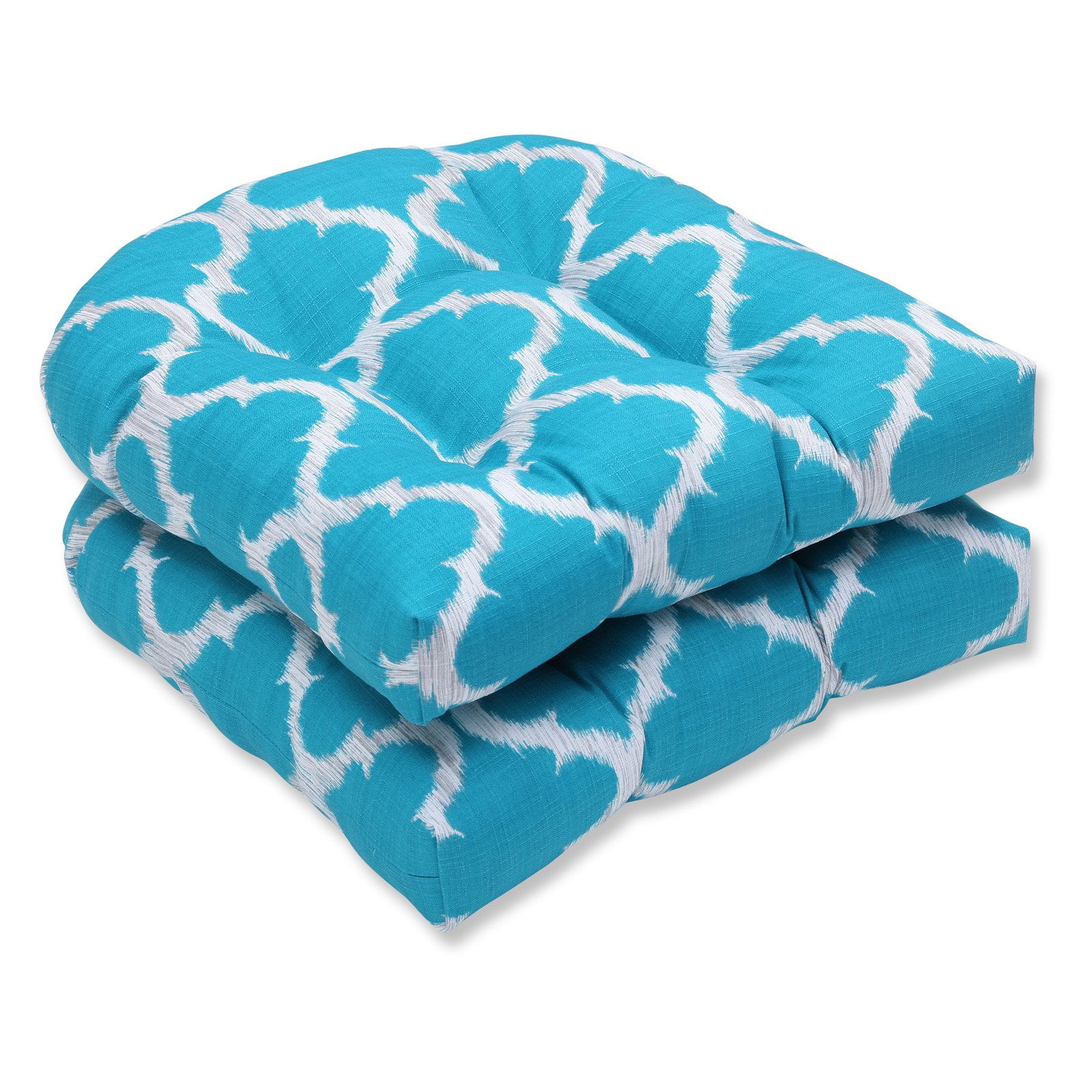 Pillow Perfect Outdoor Veranda Turquoise Wicker Seat Cushion Set of 2